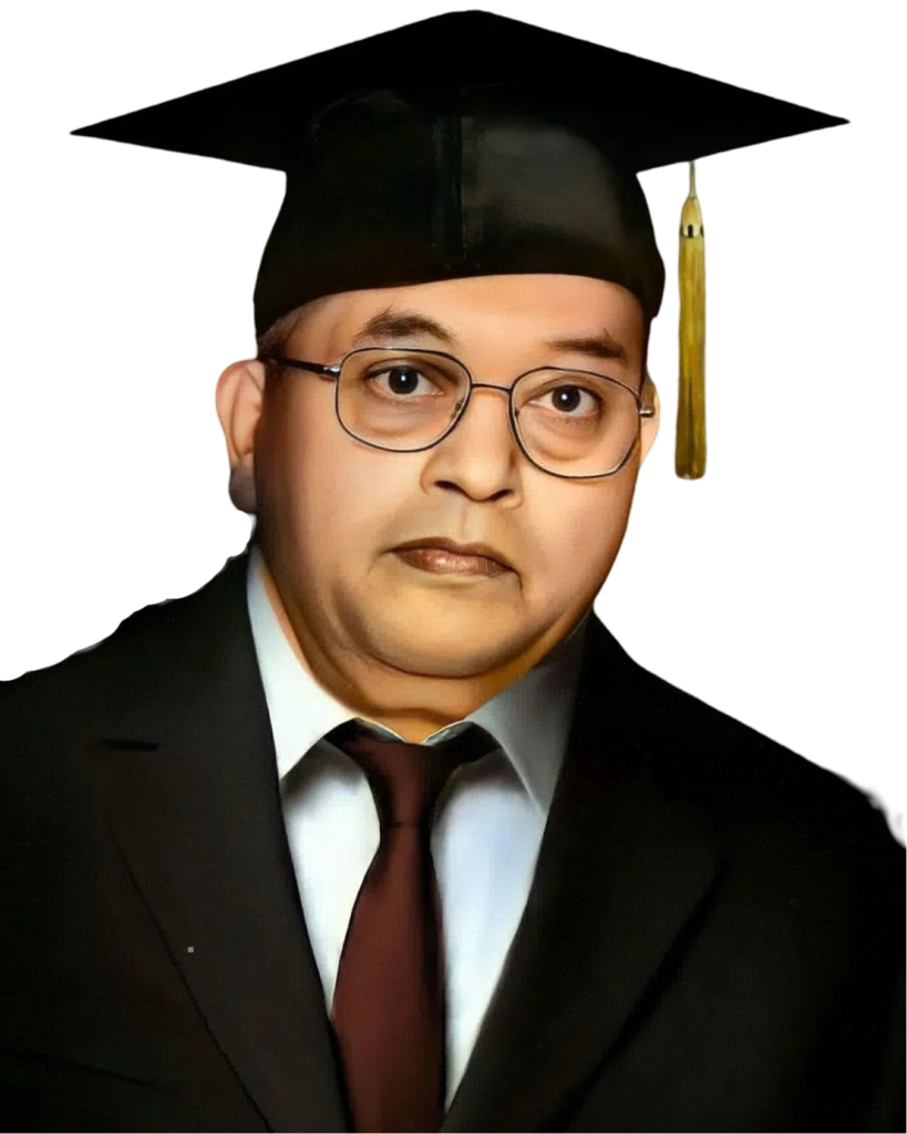Ambedkar png clad a black suit and graduation cap image