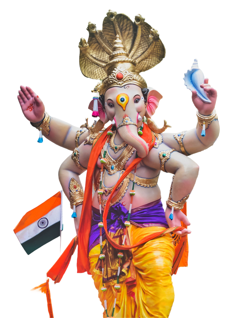 standing ganesh with indian flag (ganpati png)
