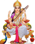 the goddess maa saraswati png image holding veena in hand