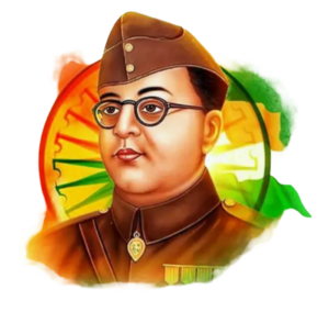 Netaji Subhash Chandra Bose Image and with circle round indian flag