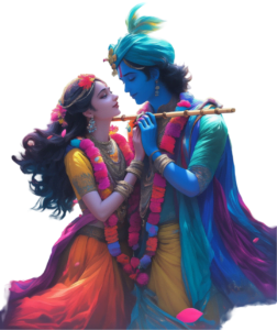 colourful art image of radha krishna png showing love each other world best couple