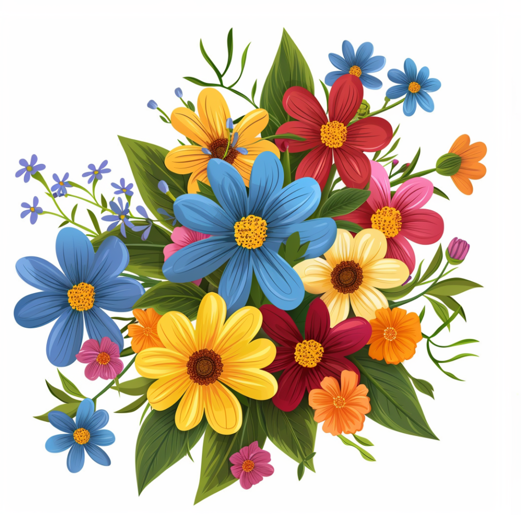 a bundle of colorful flower png images vector white background