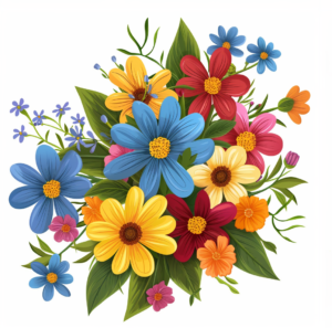 a bundle of colorful flower png images vector white background