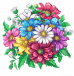 a bundle of colorful flower vector png vector white background