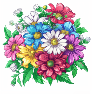 a bundle of colorful flower vector png vector white background