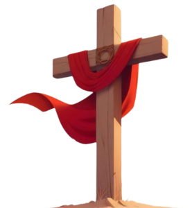 beautiful wooden with red cloth christian cross png image