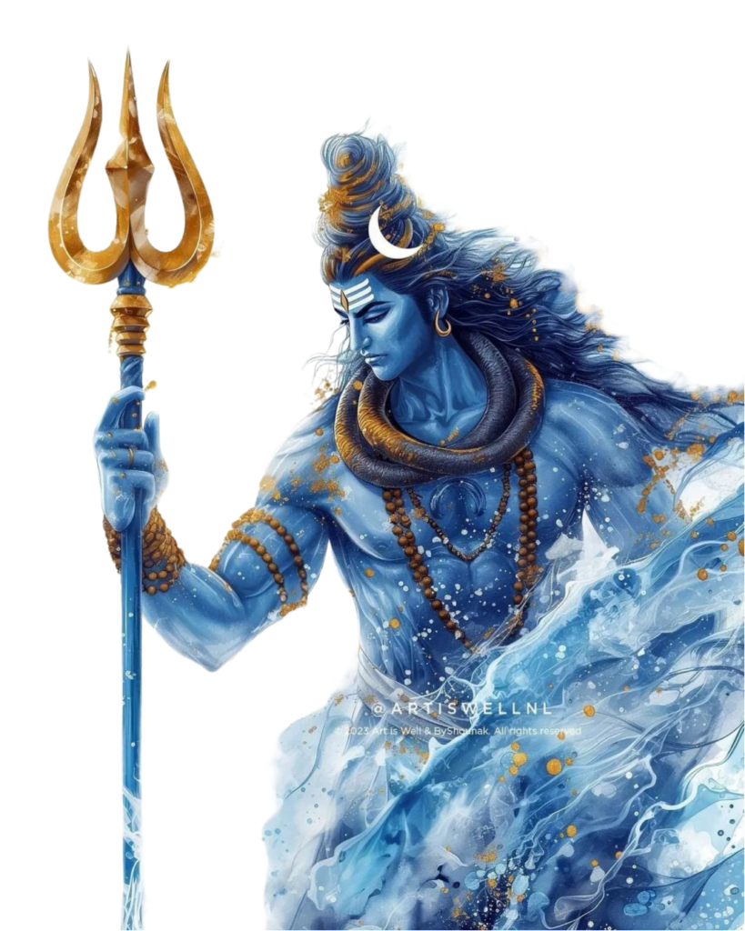 water effect image with trishul bholenath png