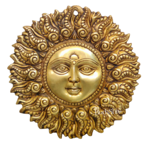 round circle image of surya god png with face in center of image