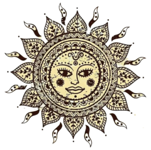 Beautiful design of a sun god PNG photo with the face in the center of the image