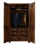 dark wooden wardrobe png front facing