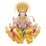 hanuman ji png file sitting on singhasan with gada and giving blessing