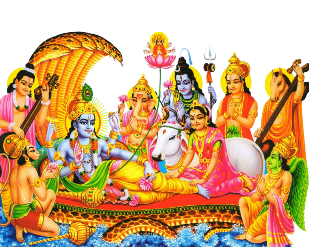 hindu god png file all gods like bholenath, ganesh, lakshmi, hanuman etc present around vishnu god
