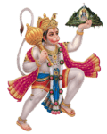 hanuman png holding parwat (mountain) in one hand and flying in air