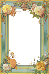 vintage photo frame png image file with flowers