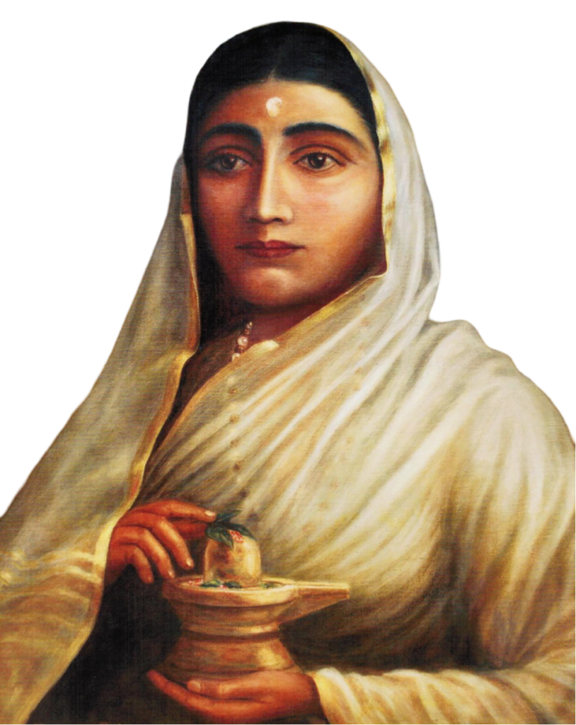 the forgotten indian queen Ahilyabai holkar png inage and holding shivling in hand