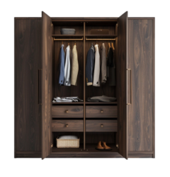 simple dark wooden wardrobe png front facing camera