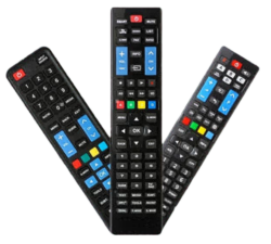 three TV remote png images that can be used in banners
