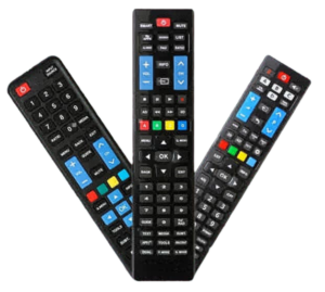 three TV remote png images that can be used in banners