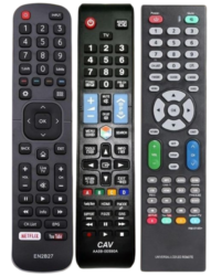 three tv remote png image in arranged use in banner