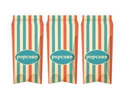 vintage red and white striped popcorn bags with blue