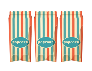 vintage red and white striped popcorn bags with blue