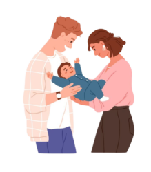 This is a high-quality PNG image of family png image father mother and son without any background.