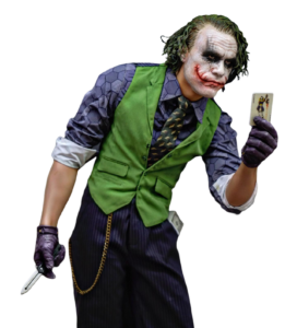 joker png cutout image in standing position with knife and card