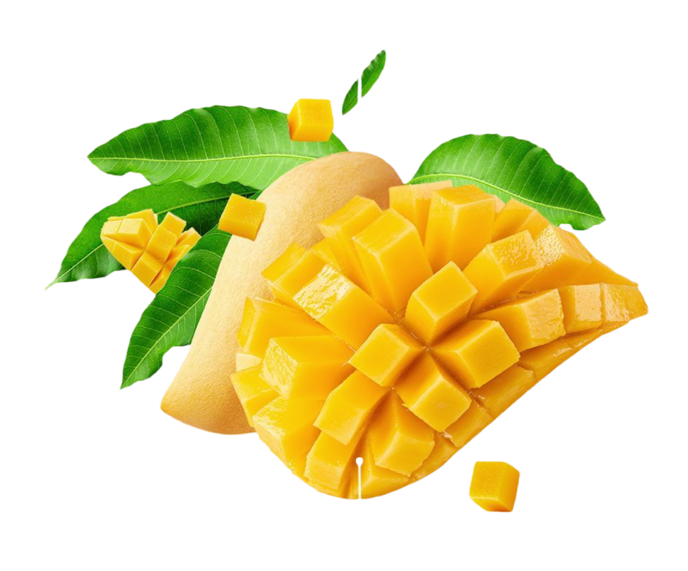 mango slice png image with leaf