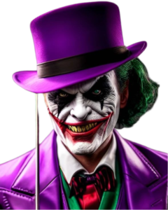 purple joker png image in purple suit and hat half image
