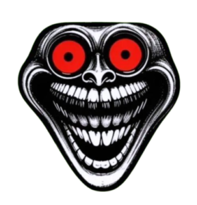 This high quality free PNG image without any background is about scary troll face png image with red eye.