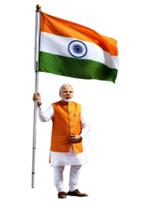 Narendra Modi with indian flag png image