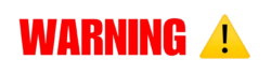 Red warning text png image with yellow warning logo