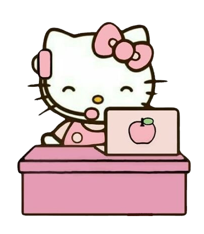 Pink Hello Kitty png with computer